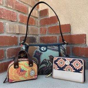 Spartina449 MIXED PATTERN BUNDLE-Simple Zip Linen/Leather Bag/Wallet/Jewelry Box